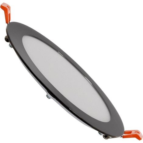 Placa LED 12W Circular SuperSlim Corte Ø 155 mm Negro Brillo 3000K Blanco Cálido (1/5)