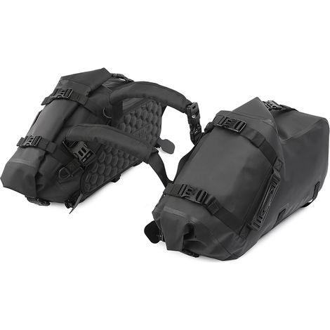 Sacoche de moto double latérale entièrement étanche, sacoche arrière universelle double latérale pour moto, sac de moto, convient à la plupart des motos, noir (1/5)