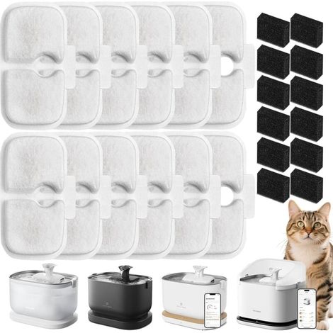 Katzenbrunnen-Filterset mit 12 Ersatzfiltern und Schwämmen für Petlibro Dockstream Katzenbrunnen PLWF005, PLWF115, PLWF105 – Einfacher Austausch – für Katzenbrunnen (1/5)