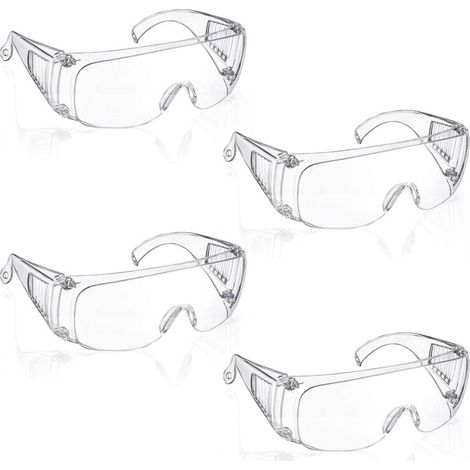 Xinlon 4 Paires Lunette Protection, Lunettes de Sécurité Transparentes, Lunettes de Protection la Sécurité en Laboratoire, Lunettes de Sécurité (1/5)