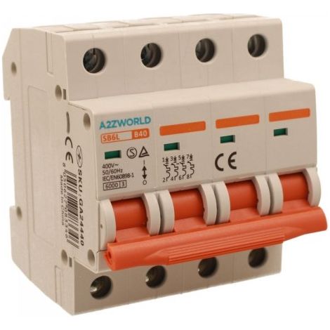MCB Interruttore Magnetotermico Automatico Curva B 4P 4M 6000A B40A AC 400V IP20 IEC60898-1 SB6L