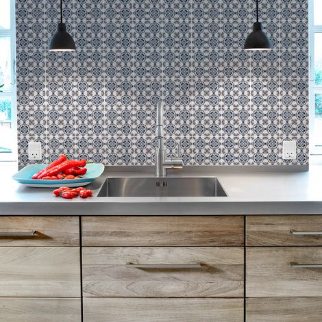Stickers muraux - Sticker Mural Carrelage adhésif Cuisine Salle de Bain - 30 STICKERS CARRELAGES AZULEJOS GIO - 30stickers20x20cm (1/5)