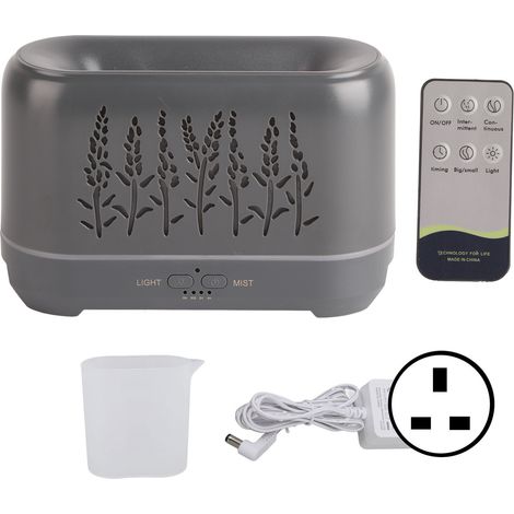 Diffuseur d'huiles essentielles 200ml, silencieux, ajouré, avec lumière flamme et télécommande, pour sommeil, travail, étude, 100-240V, prise UK. (1/5)