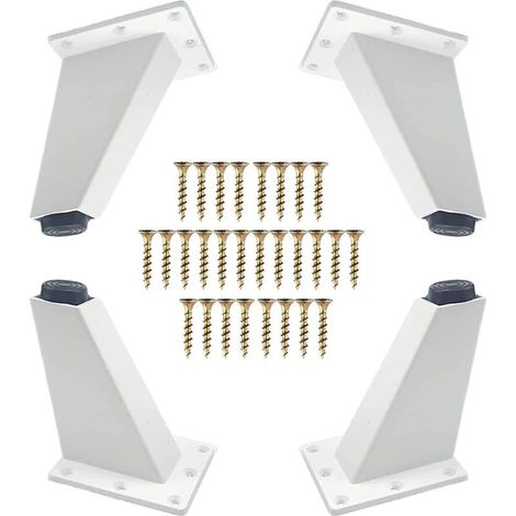 Lot de 4 pieds de meubles, obliques en métal en aluminium, remplacement des pieds de canapé, vis de montage incluses, blanc, 80 mm (1/4)