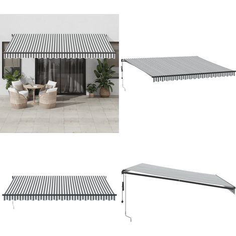 Auvent rétractable automatique anthracite et blanc 450x350 cm - Auvent Retractable - Stores Exterieurs - Parasol - Protection Solaire - Jardin - Home & Living (1/5)