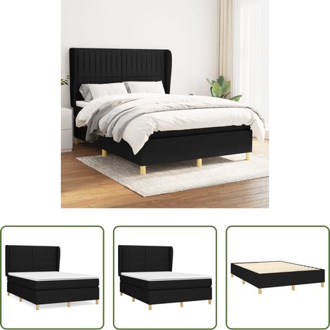 Matelas à ressorts ensachés -  Sommier à lattes de lit avec matelas Noir 140x190 cm Tissu (1/5)