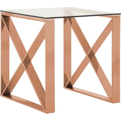 Interiors by Premier Durable Rose Gold Cross Legs End Table, Stylish Design Side Table For Livingroom, Versatile Side Table (1/5)