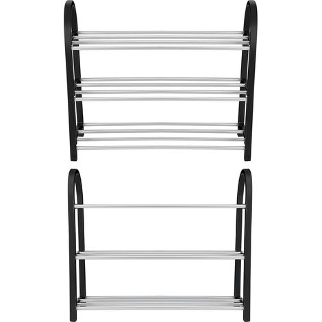 Stehendes Schuhregal aus Kunststoff, Aluminium und Metall, DIY-Schuhaufbewahrungsregal, Heimorganizer, 3 Ebenen (1/5)