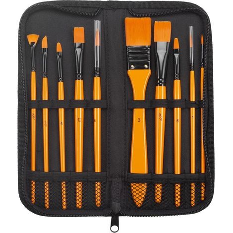 Set di pennelli per pittura acrilica, 1 confezione/10 pezzi, pennelli per acquerello, pennelli con setole di nylon per colori ad olio, pittura ad acquerello, set professionale per artisti (1/5)