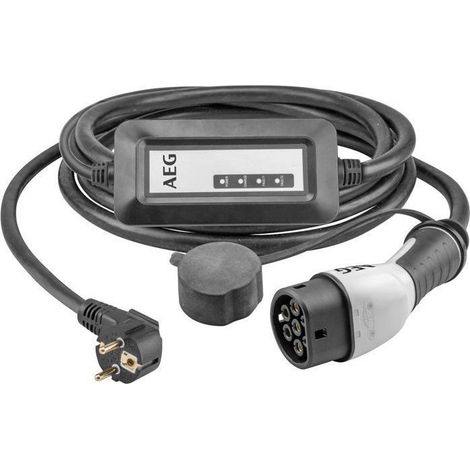 Cargador portátil vehículo eléctrico e híbrido - AEG - Tipo 2 - Monofásico, 16A, 230V AC - Toma de corriente 230V europeo - L : 5m.