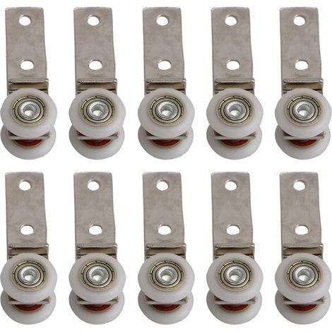 6,5 x 1,9 cm Coude de conduit en métal Roulement Bloc de poulie avec deux Plastique de roue pour porte coulissante fenêtre Cabinet (1/4)