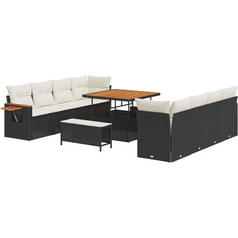 Garden Sofa Set 11 pcs Black Poly Rattan vidaXL (1/5)