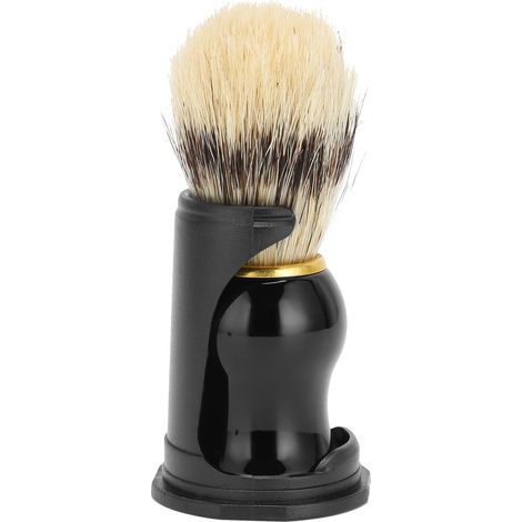 Pinceau de rasage pour homme, poils doux pour le visage, avec support égouttoir noir (1/5)