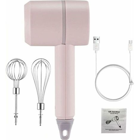 Handheld Kitchen Mixers - 3 Speeds Cordless Portable Lightweight Egg Beater for Whisking Cookies Cakes Stacks Pink (1/5)