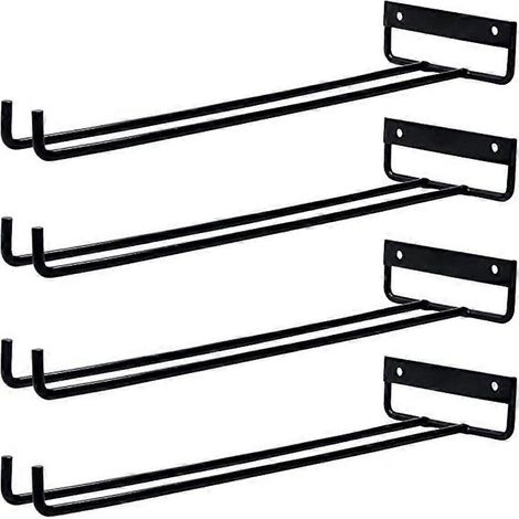 Lot de 3 étagères suspendues pour verres à vin, rangement mural pour accessoires de cuisine, présentoir à verres tige pour décoration intérieure, support de cave à vin. (1/4)