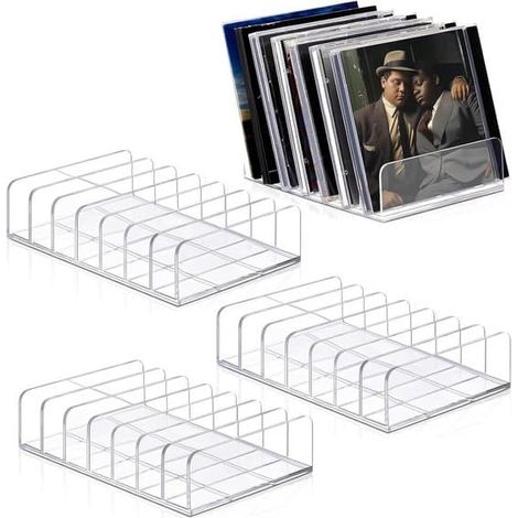 Ensemble de 4 supports à CD en acrylique transparent pour ranger CD, DVD et Blu-ray, organisateur polyvalent pour jeux, livres et cosmétiques (1/5)