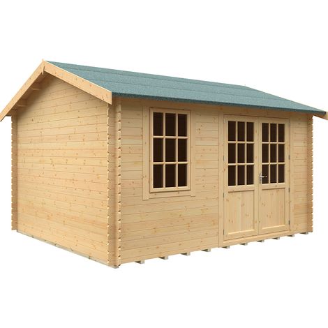 14x12 The Henley 28mm Cabin - L415 x W355 x H282.9 cm - Solid Wood/Softwood/Pine - Natural