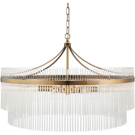 Lampadario Art Deco tondo ottone antico 7xE14 Endon (1/5)