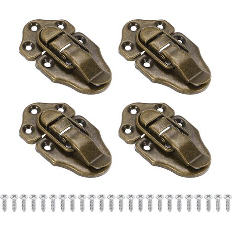 Loquet à Bascule à Bec de Canard de Style Rétro, 4 Pcs Petite Boîte à Bascule en Métal Vintage Avec Vis de Montage pour Armoire à Bijoux, Boîte Ordinaire en Bois, Bronze (1/5)