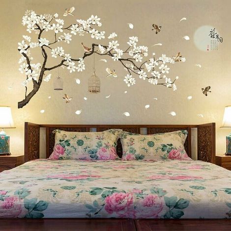 Wall Stickers Large Size Tree Wall Stickers Flower Home Decor FangYuan Wallpapers for Living Room Bedroom DIY Vinyl Rooms Decoration Guazhuni (1/5)