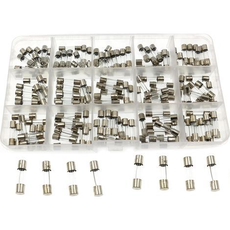 Schnellwirkende Glassicherungen, 15 verschiedene Modelle, 150 Stück, Sortiment an 5x20 mm Glassicherungen für Autos (1/4)