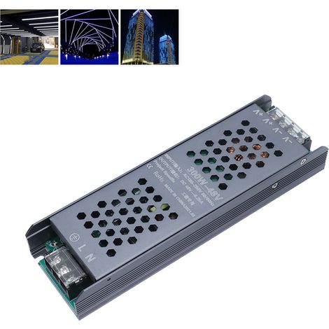 Alimentation à découpage LED 48V 300W pour bande lumineuse, transformateur noir AC180-250V, 6.25A