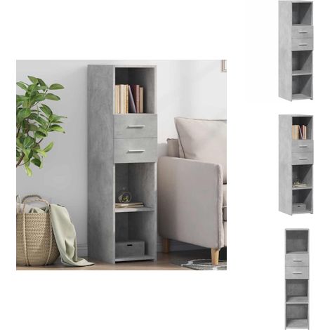Buffet haut gris béton 30x42,5x124 cm bois d'ingénierie - Buffet - Meuble De Rangement - Armoire - Commode - Design Intemporel (1/5)