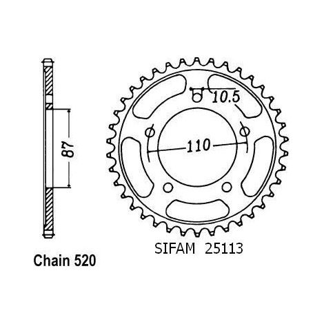 Couronne Sfv 650 Gladius 2009 - 520 - 46 Dents - Similaire JTR823