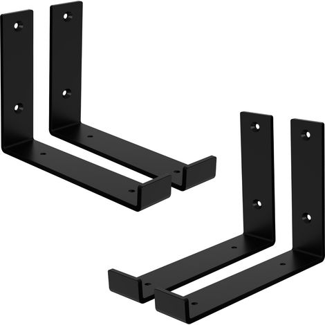 ML-Design 4 Stück Regalhalterung, 20x4x14 cm, Schwarz, Metall, 8 Zoll Regalhalterungen, Industrielle Regalwinkel, Regalträger für Wandmontage, 90 Grad Wandhalterung, L-Form Wandregal, inkl. Schrauben