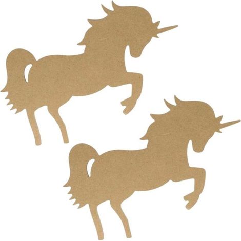 2 silhouettes en bois mdf licorne 25,5 cm