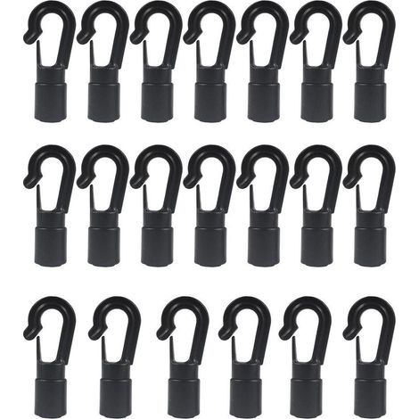 18 boucles de fixation pour sandows, accessoires d'aviron, noires, 8 mm. (1/5)