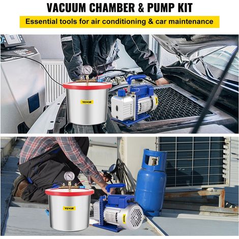 Chambre de dégazage 2 galons 7.6 L silicone résine pompe à vide 4CFM 113L/min 1/3HP (1/5)