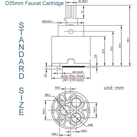 Ersatz-Keramikkartusche mit 35 mm Durchmesser für Einhebel-Küchenarmatur mit Duschfunktion, Keramik-Armaturenventil (1/3)