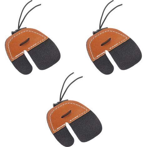 3 pièces Protège-Doigts Tir à l'Arc en Cuir PU Épaissi Double Couche pour Arcs Classiques, Protection des Doigts (1/5)