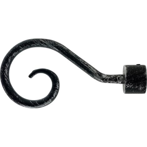 Borne crochet pour tringle à rideau de diamètre de 18 à 20 mm, 2 pièces en aluminium (noir et argent) (1/5)
