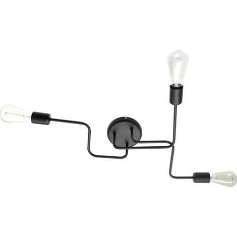 Helam TUBE Plafonnier Semi-Encastré Multi Bras Noir 66cm