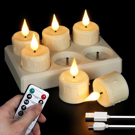 LED-Kerzen in Acrylglas, beweglicher Docht und tanzende Flammen, flackernde, flammenlose Kerzen mit Timerfunktion, 3er-Set (1/5)