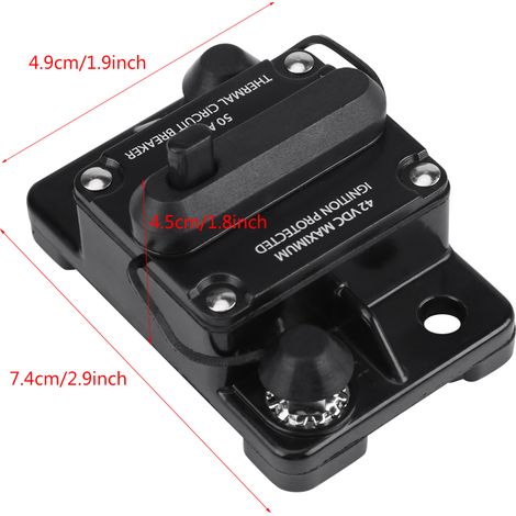 Disjoncteur manuel réarmable 50A pour autoradio 12V-42V, protection de circuit audio voiture (1/5)