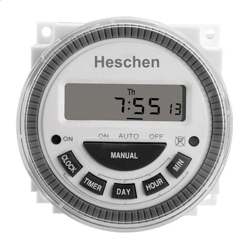 Commutateur de relais programmable hebdomadaire avec écran LCD numérique CN304, 220–250 VAC 16 A, SPST, 5 broches (1/5)