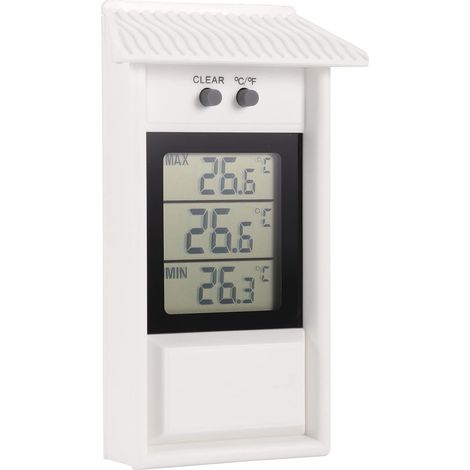 Elektronisches Außenthermometer, Anzeige der maximalen und minimalen Temperatur im Gewächshaus, geeignet für Gartengewächshäuser (weiß).