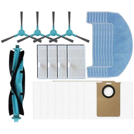 LAN Lot de 25 pièces de rechange pour aspirateur Ultenic T20 Pro : brosse principale, brosse latérale, filtre HEPA, chiffon de nettoyage et sac à poussière. (1/5)