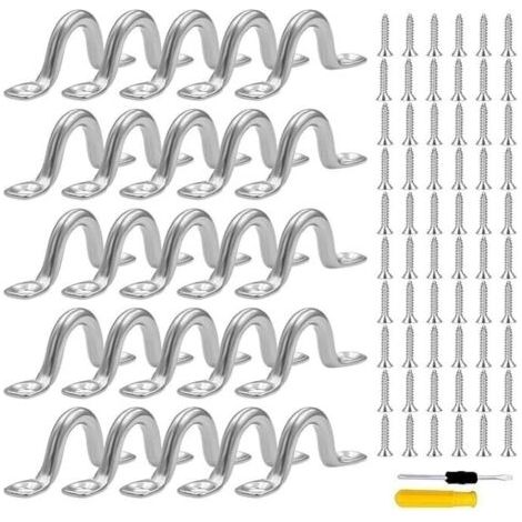 40 Pontet INOX, Acier Inoxydable Pontet avec 80 vis & 1 Tournevis pour Bateau et Kayak,Pont,Voile D'ombrage de Voiture,Grement de Cano (6 mm)