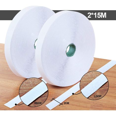 Ruban adhésif Velcro 15Mx20MM et réutilisable double face adhérence fixe (1/5)