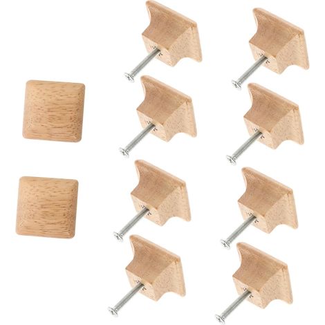 Lot De 10 Boutons De Meuble Bois Carrés Poignées Placard Carré En Bois Massif Pour Tiroir Armoire Porte Cuisine Installation Simple 3.50 X 3.50 X 2.30 Cm (1/5)