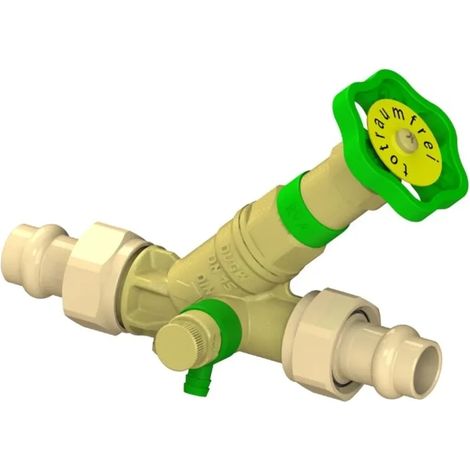 JS Válvula KFR, con conexión de prensa (rosca macho) MULTI, con vaciado, con husillo no ascendente, DN15, diámetro de prensa 15mm, con certificación DVGW, 0016871500001