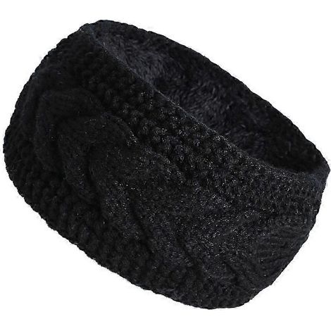Winter Warm Knitted Headband, Earmuffs Sports Headband, Black,1pc (1/5)
