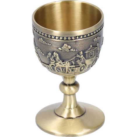 Petit verre à vin en alliage de zinc, style rétro, fait main, gobelet à vin blanc, objet de décoration vintage. (1/5)