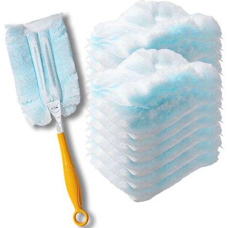 Aptos para recambios de aspiradoras Swiffer, cabezales de repuesto desechables para cepillos electrostáticos para electrónica, muebles, cortinas y ventiladores de techo (azul, paquete de 10).