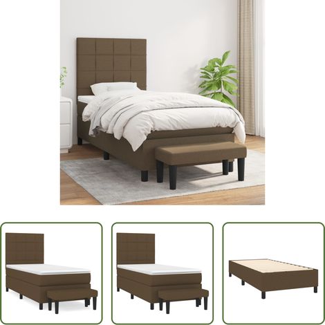 vidaXL Tête de lit réglable - Sommier à lattes de lit avec matelas Marron foncé 80x200 cm (1/5)