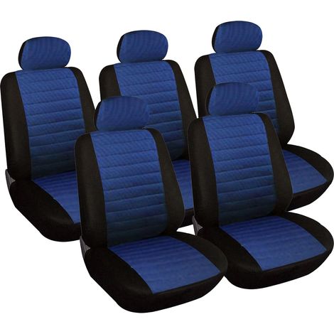 WOLTU 5X Fundas de Asiento para Coche Universal Delantero y Traseros Cubierta para Asiento Automóvil sin Bolsa de Aire Poliéster Azul